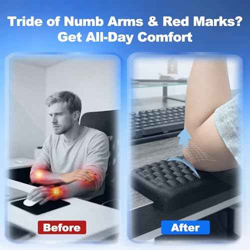 L-Shaped Desk Edge Pad & Arm Rest Pads ? Ergonomic Wrist Rest for Computer Desk, Memory Foam Arm Rest for Keyboard and Mouse, Gel Comfort Support for Typing, Gaming, Office, Carpal Tunnel Relief