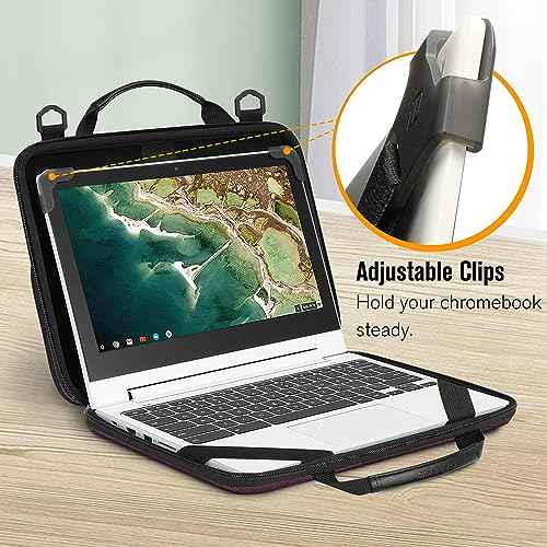 FINTIE 11-11.6 Inch Chromebook Sleeve Case - Protective Briefcase Shoulder Bag with Accessory Pouch for Up to 11.6" Laptop Notebook Ultrabook, Purple