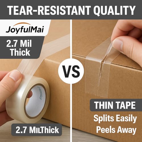 JoyfuIMaiMaiMai 2.7Mil x 1.88in x 65Yards Clear Packing Tape (6 Rolls, 390 Yards Total)