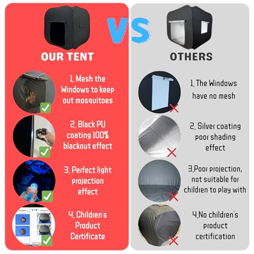 Sensory Tent for Kids & Adults with Autism ADHD SPD - CPC Certification Large Size 40x40in Black Out Calm Corner Helps Children Relax Reduce Anxiety - Pop-up Autistic Sensory Room Play Tent