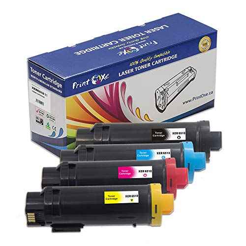 PRINTOXE¢ç 6510 Compatible Set of 4 Toner Cartridges for Xerox Phaser 6510 6510n 6510dn 6510dni and WrokCentre 6515 6515n 6515dn 6515dni High Yield with Up to Date Chips