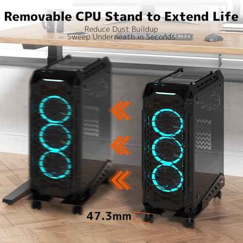 PUTORSEN Computer Tower Stand - Under Desk PC Stand for Floor with Rolling Caster Wheels, Adjustable CPU Tower Holder Fits Most PC Tower