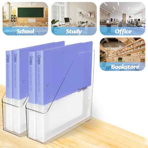 4Pcs Clear Acrylic Magazine File Holder, Plastic Vertical File Folder Storage Magazine Rack Bin, Acrylic Magazine Holder, Desk Document Sorter Organizer for Home Office School Work Desktop Supplies