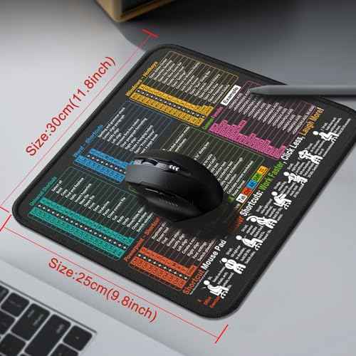 Mouse Pad for Excel/Word/PowerPoint/Windows Shortcuts ? Small Excel Cheat Sheet Desk Pad ? 11.8"x9.8" Portable Computer Mousepad ? Gaming, Office, Waterproof, Non-Slip, Stitched Edges