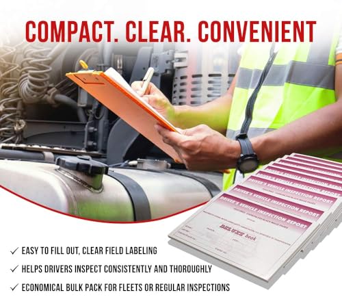 Mytee Products Driver Vehicle Inspection Report Book 31 Sets 5.5 x 8.5 in - 10 Pack DVIR 2-Ply Carbonless, Stapler Bound
