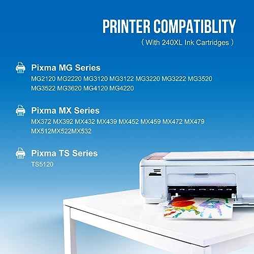 PG-240 XL 240XL Black Ink Cartridge Replacement for Canon 240XL 240XL PG-240XL PG240 Use for Canon MG3620 MG3600 TS5120 TS5100 MG2120 MG3520 MX452 MX512 MX472 MG2220 Printer (Black, 2 Pack)