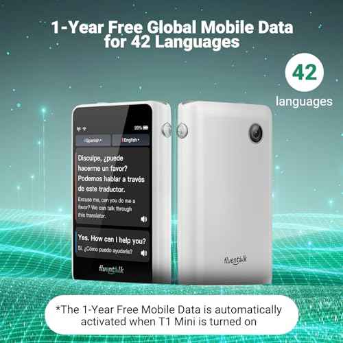Timekettle, Fluentalk T1 Mini Translator Device No WiFi Needed, Built in 1-Year Global Mobile Data, Supports 40 Languages and Photo Translation, Instant Language Translator for Travelling White