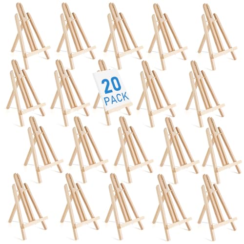 Falling in Art 12Inch Wood Easel Stand, Tabletop Display Stand A-Frame Artist Easel for Painting Canvas, Portable Photo, Picture and Sign Holder (20 Pack)