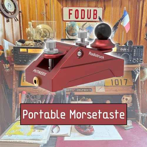 CW Morse Code Key - Pocket Morse Code Telegraph Key Aluminum Alloy Base Grey for Amateur Radio Ham Operators, Adjustable Tension (Red-09)