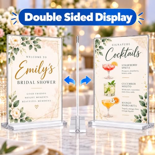 Hoewina 3 Pack Acrylic Sign Holders 8.5x11 Inch Vertical Display Stands
