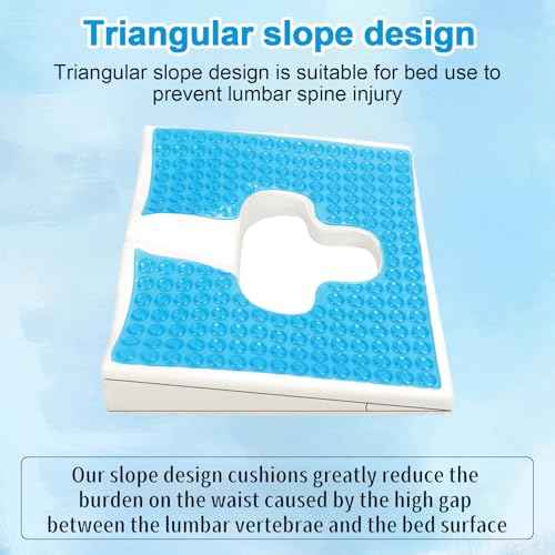 Anti Bedsore Cushion, Breathe Freely Fiber Material Bedsore Cushions for Butt, T Shaped Opening Triangular Slope Design Anti Decubitus Cushion for Elderly, Bedridden, Disabled (Blue)