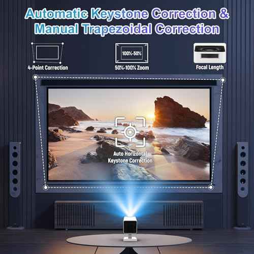 Mini Projector, 4K Portable Video Projector with WiFi6 & Bluetooth 5.4, 150 ANSI Lumen, Automatic Vertical Correction, 130'' Screen Home Cinema Smart Projector for Phone, PC, Laptop, HDMI, USB