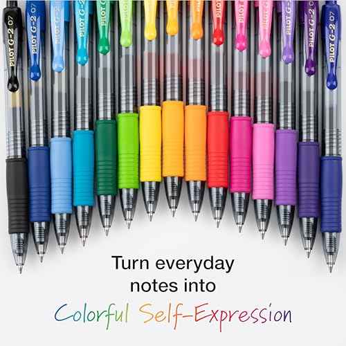 PILOT, G2 Premium Gel Roller Pens, G2 Rainbow Colors Pack, 15 Pack Pouch, Fine Point 0.7 mm, Assorted