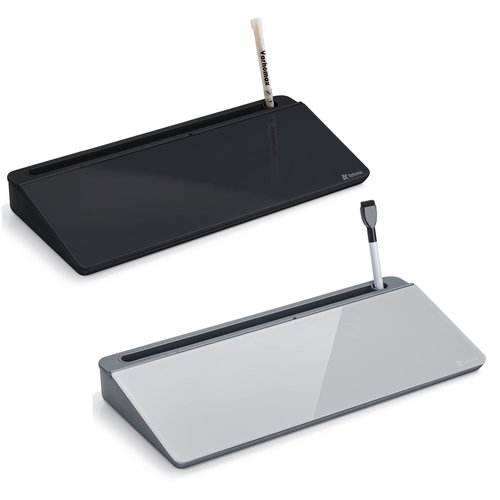Desktop Glass Whiteboard Black and Gray Board,Varhomax Desk Organizer and Desktop Memo Pad Solution for Home Office Accessories and School Supplies