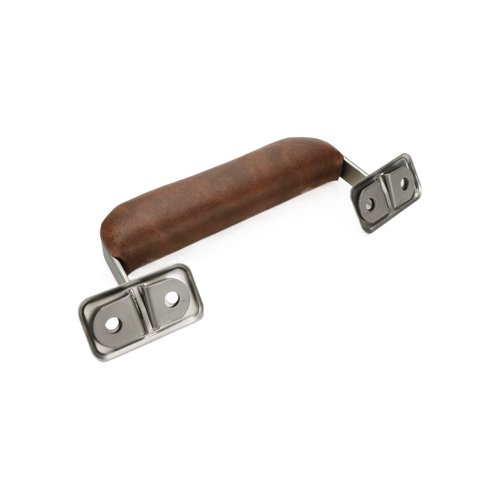 UTALIND 2 Pack Metal Luggage Handles Vintage Leather Handle 110mm Long Pull Handle for Trunk Handbag Briefcase Guitar Musical Box(Brown)