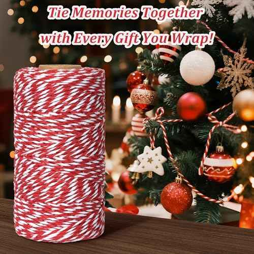 Cotton Twine String, 328 Feet Red & White - Christmas Twine for Gift Wrapping, Crafts, Baking, Butchers, Holiday Decorations, DIY, Kitchen & Gardening