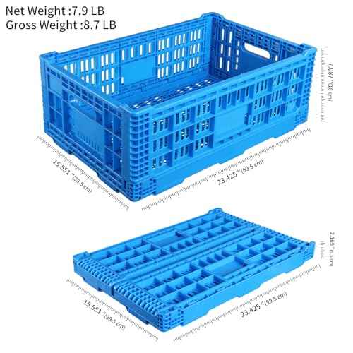 Collapsible Storage Bin Containe£¬52 Liter Transferheavy duty plastic storage box,blue milk crates heavy duty Transit storage of various items (1)