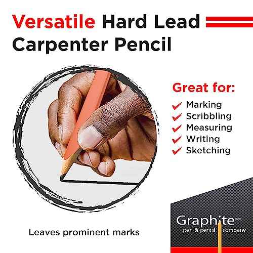 GRAPHITE Hard Lead Carpenter Pencils Bulk - (72) Pieces Lumber Wooden Pencil #2 (HB) - Neon Orange