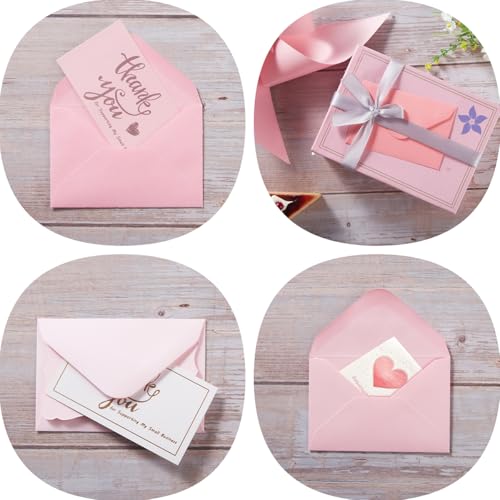 Pink Mini Envelope Set with Note Cards - 100 Pack, 5 Colors, 4x2.7 Inches