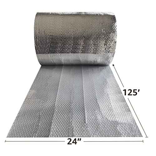 USA Reflective Bubble Insulation Roll, 24" Width x 125' Length, One- Sided Bubble Foil Insulation Roll Thermal Barrier, Window Insulation for Summer & Winter, Radiant Barrier Wrap
