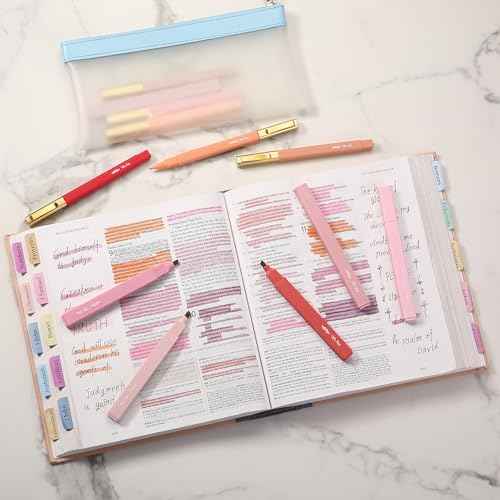 Mr. Pen- Aesthetic Highlighters and Pens, 12 Pack, Shades of Pink, No Bleed Bible Highlighters and Pens, Black Ink