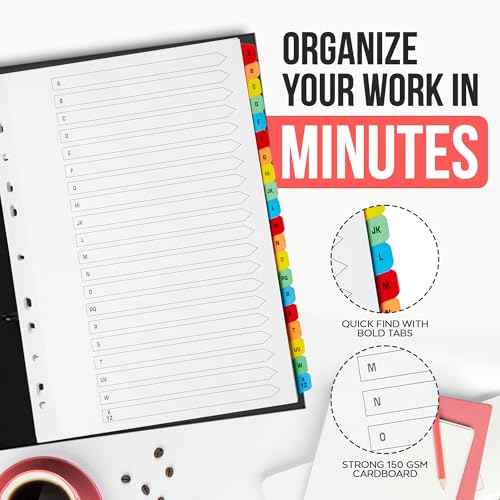 [5 Pack] A-Z Binder Dividers with Tabs A4 | Alphabet Dividers for 3 Ring Binder | Perfect for Organizing Pages in 3 Ring Binder Dividers with tabs, Each Set Includes Tab Dividers | The Paper Shop