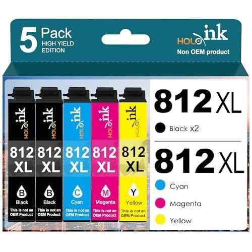HOINKLO 812xl Ink Cartridges Remanufactured for Epson 812XL Ink Cartridges Combo Pack T812XL 812XL Works with Workforce Pro WF-7310 WF-7820 WF-7840 EC-C7000 Printer (2 Black Cyan Yellow Magenta)