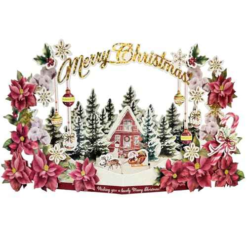 Pop Up Christmas Cards, 3D Christmas Greeting Card for Father Brother sister Women Men Wife Mom Mother Friend Aunt Grandmother,with Envelope(0434)