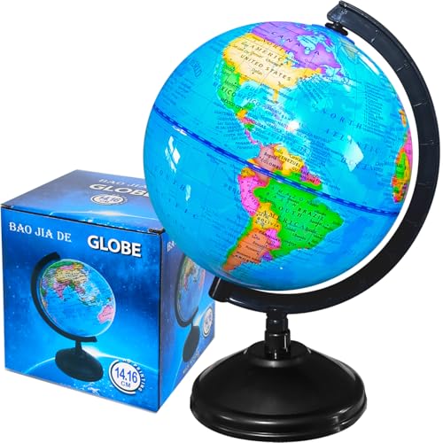 6-inch Kids Educational World Globe with Stand - Rotating Political Map for Classroom & Home Decor