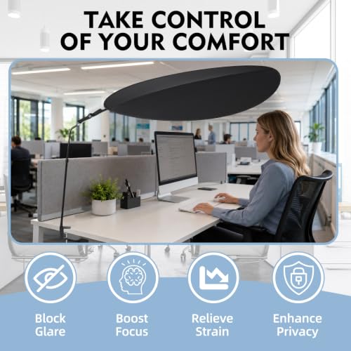 Midnight Black Office Cubicle Leaf Canopy Shade 52 Inch Light Blocker Privacy Screen