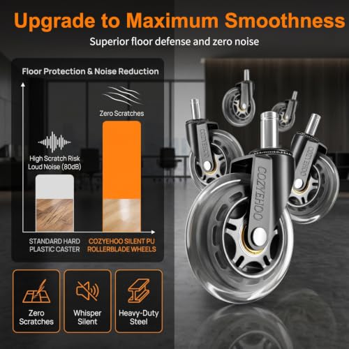 3 Inch COZYEHOO Office Chair Wheels Replacement - Transparent Universal Fit
