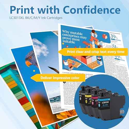 LC3013 4-Pack (1 Each of) High Yield Black, Cyan, Magenta, and Yellow Ink Cartridges - Replacement for Brother MFC-J491DW MFC-J497DW MFC-J690DW MFC-J895DW Printer