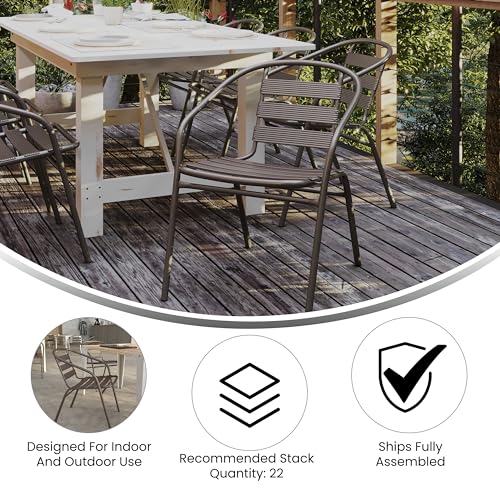 Flash Furniture Lila Bronze Metal Restaurant Stack Chair with Metal Slats
