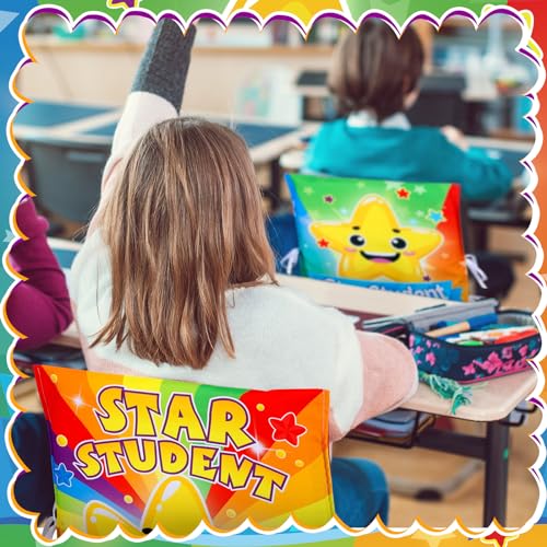 HunnmingRe 2 Pcs Star Student Chair Covers for Classroom Kids (18.9 x 15.75 in)