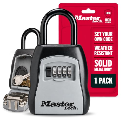 Master Lock Portable Key Lock Box 5400EC, Weatherproof Combination Safe, 1 Pack, Black