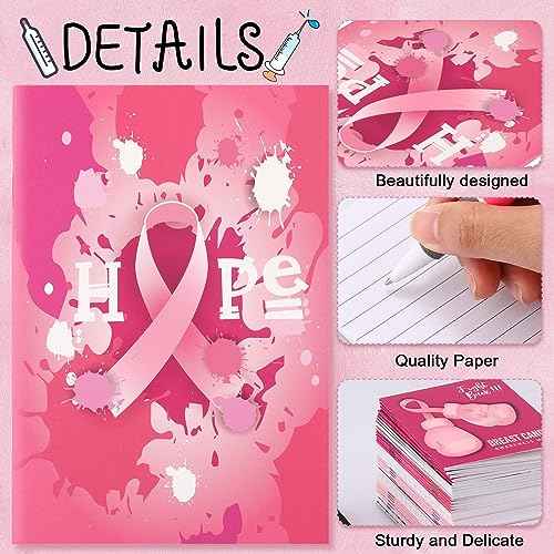 Fulmoon 300 Pcs Breast Cancer Awareness Inspirational Notepads Journal Notebook Bulk Pink Ribbon Mini Notebook Breast Cancer Gifts for Women Girls, Charity Event Party Supplies