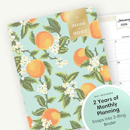 Blue Sky Day Designer 24 Month 2026 Monthly Planner Calendar, January 2026 - December 2027, 8.5" x 11", Flexible Cover, Stapled Binding, Orange Blossom Mint
