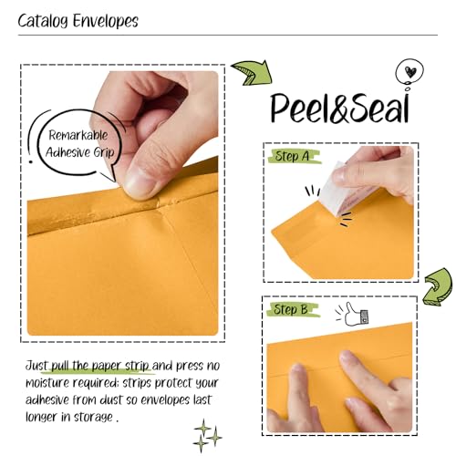 ACSTEP 6x9 Catalog Envelopes 50 Pack Brown Kraft Self-Seal Mailing Envelopes