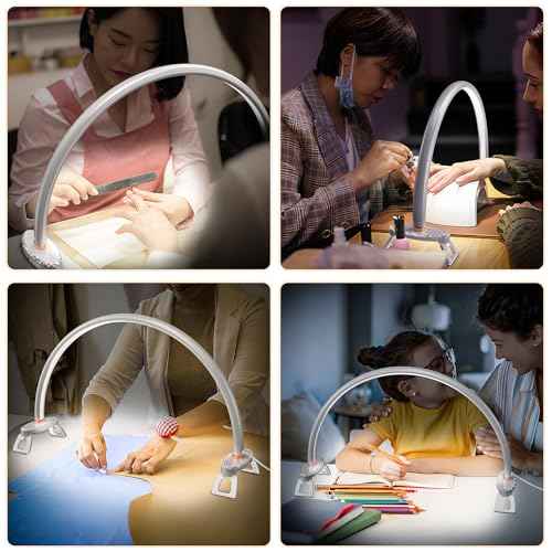 Large Half Moon Desk Lamp,24" Arch Light for Nail Techs, Brightness Adjustable,Suitable for Nail Beauty Crafts Sculpture Salon&HomeLighti