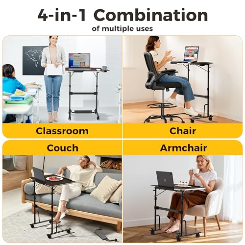 Black FoldWise Portable Standing & Rolling Desk - Adjustable, Foldable, Space-Saving
