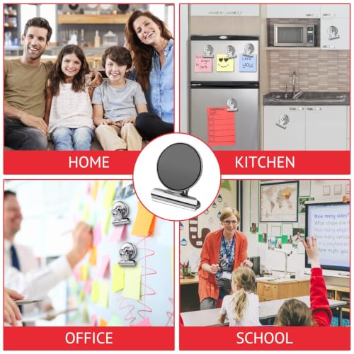 24-Pack Silver Magnetic Clips Fridge Magnets Heavy-Duty for Whiteboards & Refrigerator