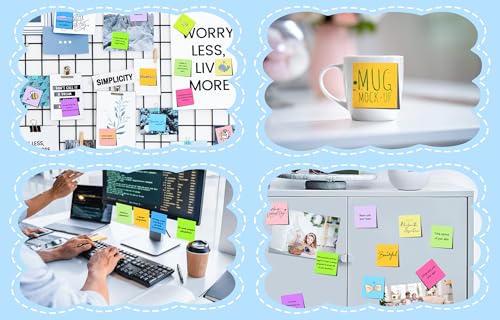 VIPSTAR Bright Colors 3x3 Inch Sticky Notes - 24 Pads, Self-Stick Reminder Pads