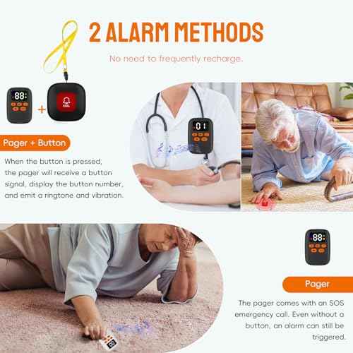 Life Alert-Caregiver Pager - WiFi Pager Life Alert Systems for Seniors no Monthly Fee, Wristband, LED Display - Home Safety for Seniors, Fall Detection, Emergency Response
