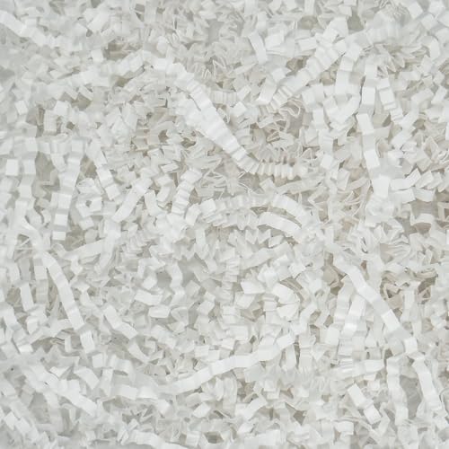 White Crinkle Cut Paper Shred Filler, 5oz Decorative Gift Basket