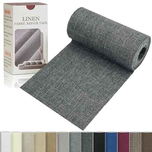 Linen Repair Tape 4x70 Inch Self-Adhesive Couch Patch Repair Fabric Patch for Furniture,Sofas,Cushion,Chairs,Bags,Linen Goods(Dark Grey)