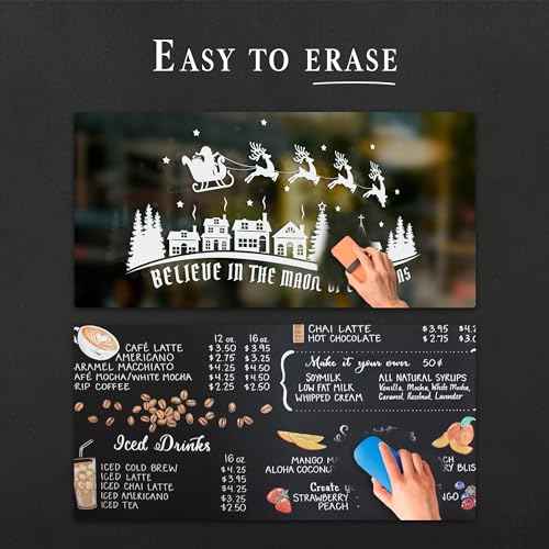 4 Extra Fine Tip White Chalk Markers | 1mm Tip | For Windows, Blackboard, Dry Erase Board, Chalkboards, Glass, Easy Erase | White Chalk Pens Fine Tip