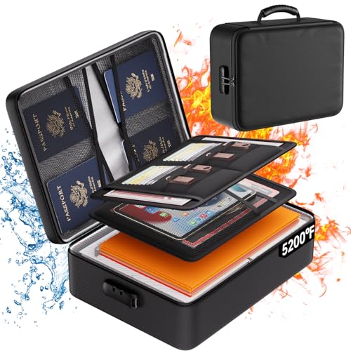 DocSafe 15x11x4.1 Inch Fireproof Document Organizer Box with Lock – Black