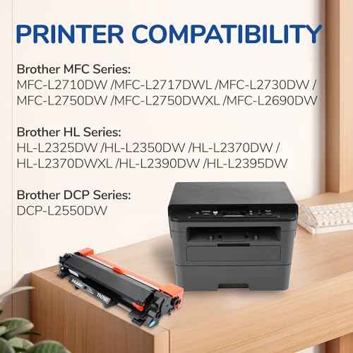 TN760 for Brother TN760 Toner Cartridges to Use with MFC-L2750DW MFC-L2710DW HL-L2350DW HL-L2395DW HL-L2370DW DCP-L2550DW Printer High Yeild Black (1PK TN760XL)