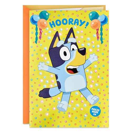 Hallmark Bluey Kids Birthday Card with Sound and Light (Happiest Day Ever) for Son, Daughter, Grandchild