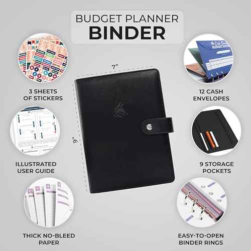 Clever Fox Budget Planner Binder ? Monthly Financial Organizer Book with Pockets, Bill Tracker, Expense Tracker & Cash Envelopes ? Undated Finance Journal for Budgeting ? 7¡È x 9¡È (Black)